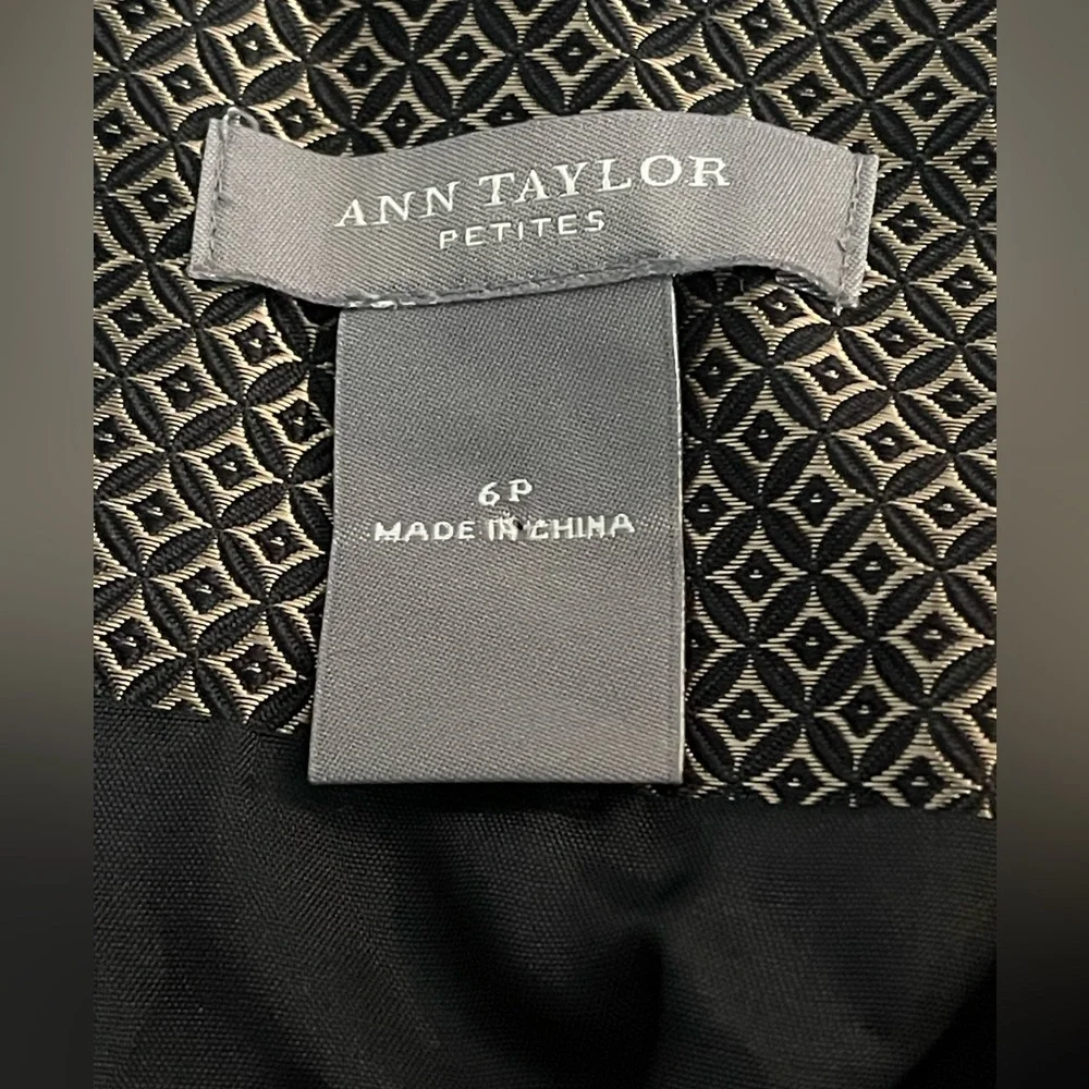 Ann Taylor Holiday Party Skirt Sz 6P Gold & Black Velvet silk blend Lined Flare